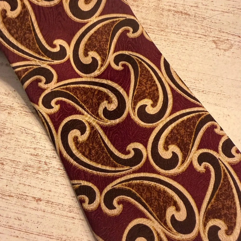 Ralph Lauren Burgundy and Gold Paisley Tie